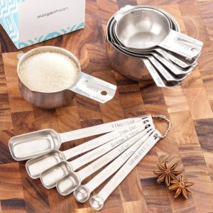 Measuring Cups and Spoons by Morgenhaan - Stainless Steel Metal 12 Piece Set