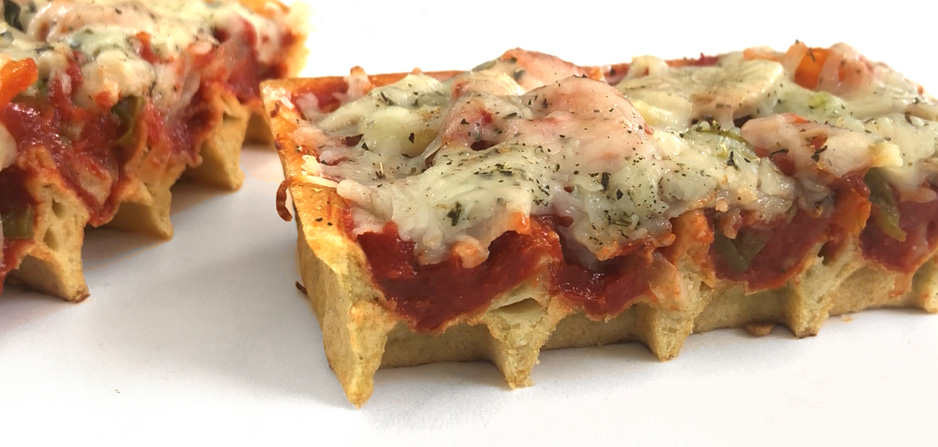Homemade Deep Dish Chicago Style Pizza Waffle Recipe featured on The Waffle Project